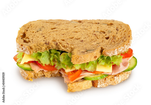 Bitten fresh sandwich (Clipping path included)