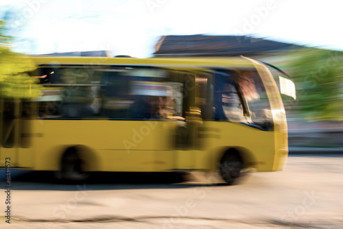 Driving bus in city traffic