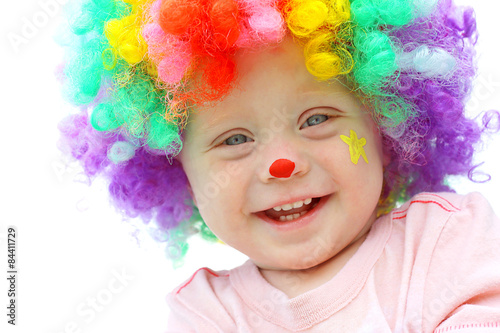 Happy Baby Boy Dressed up in Clown Costume