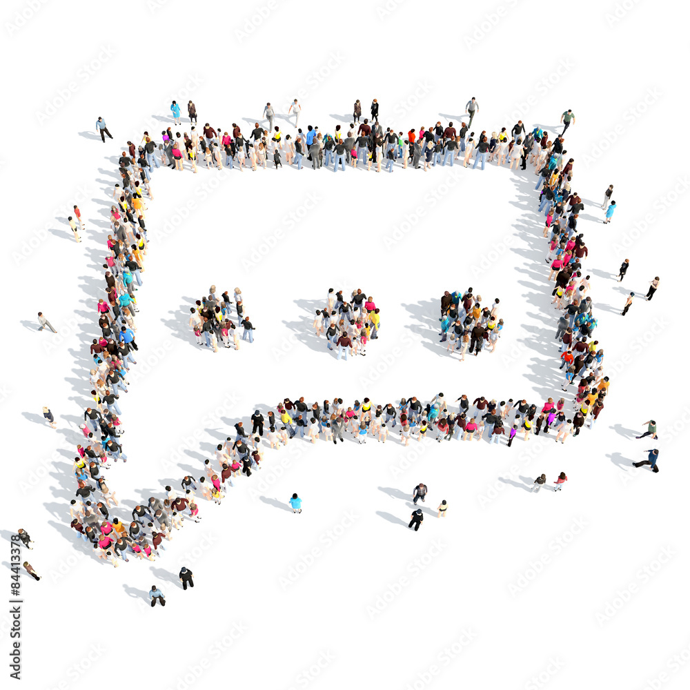 People in the shape of a chat bubble. People in the shape of a chat bubble.