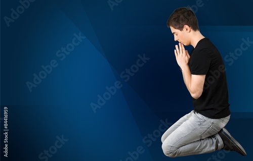 Praying, Kneeling, Teenager.