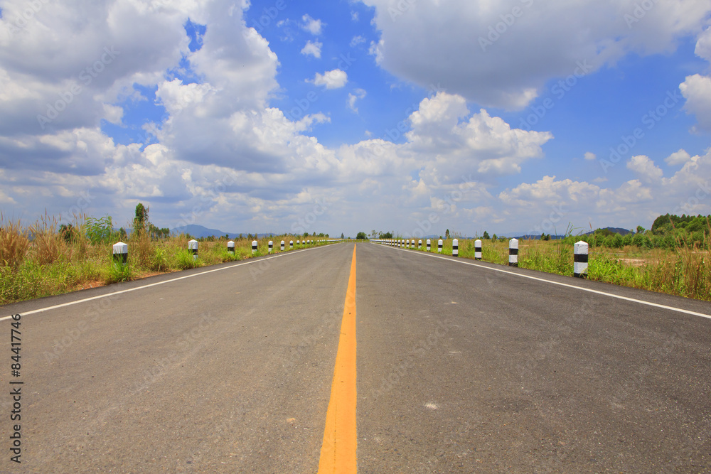 Stock Photo - Road and cloud on blue sky.