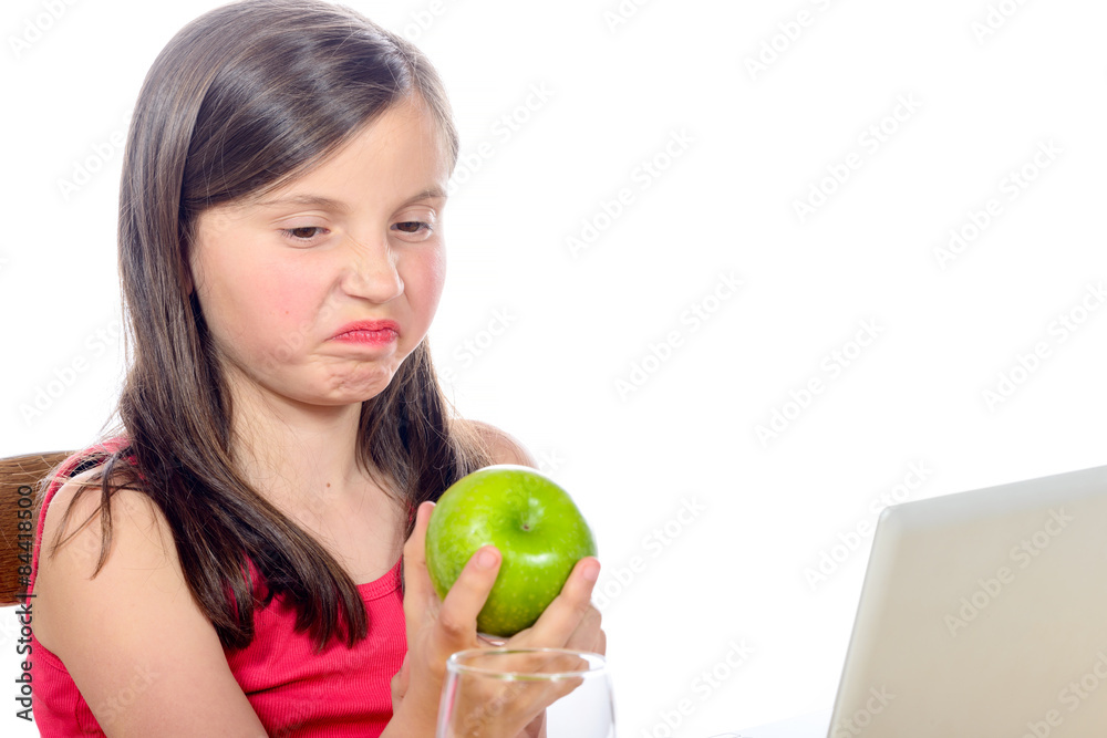 a little girl does not like apples a little girl does not like apples