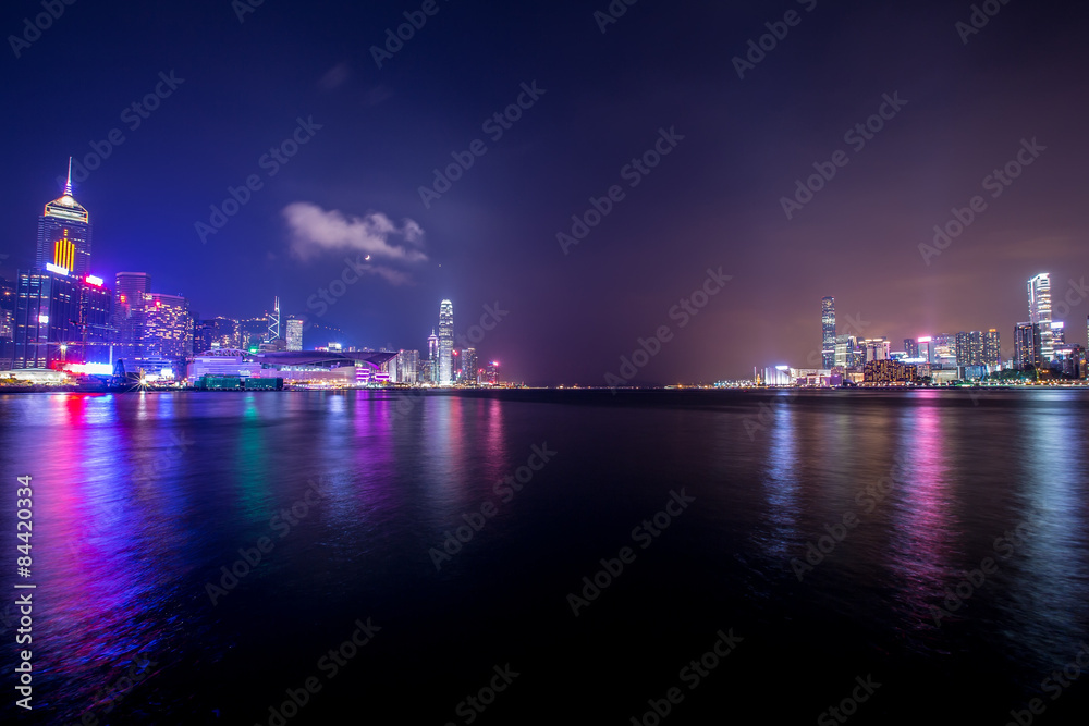 Victoria Harbour of Hong Kong at night