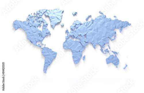 Fototapeta Naklejka Na Ścianę i Meble -  Origami 3D world map isolated with clipping path