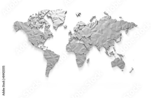 Fototapeta Naklejka Na Ścianę i Meble -  Origami 3D world map isolated with clipping path