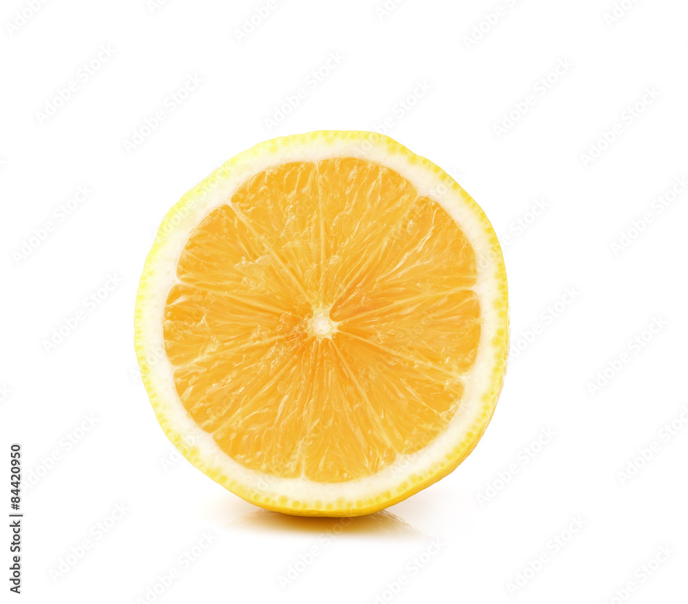 Slice of fresh lemon isolated on white background Slice of fresh lemon isolated on white background