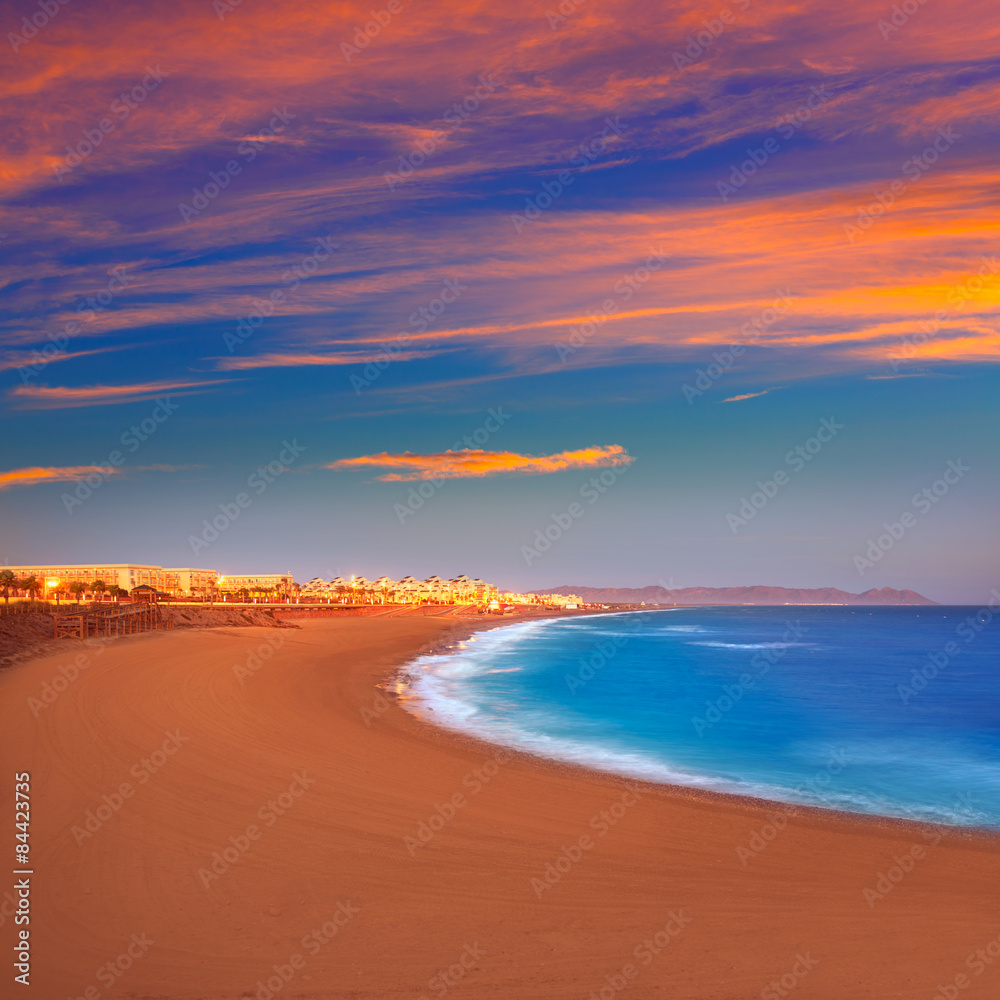 Almeria Cabo de Gata sunset in Retamar beach Almeria Cabo de Gata sunset in Retamar beach
