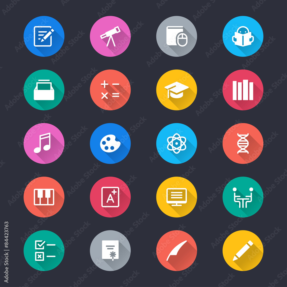 Education simple color icons Education simple color icons