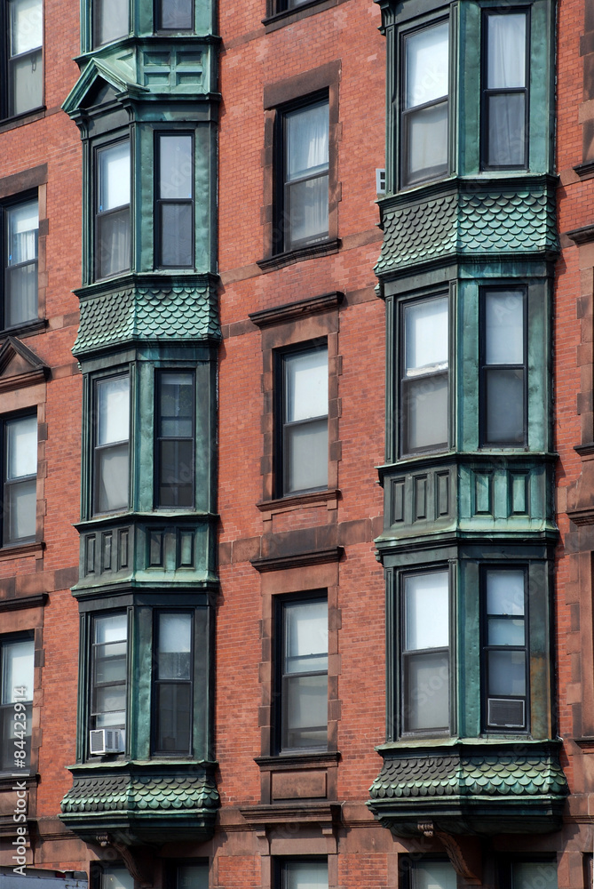Old apartment building bay windows, New York Old apartment building bay windows, New York