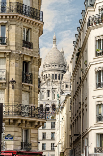 View to Sacred Heart basilica in Monmartre, Paris