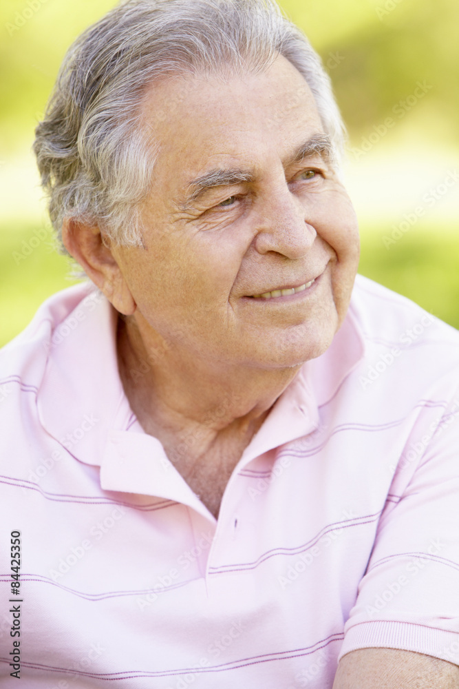 Senior Hispanic Man Relaxing In Park Senior Hispanic Man Relaxing In Park