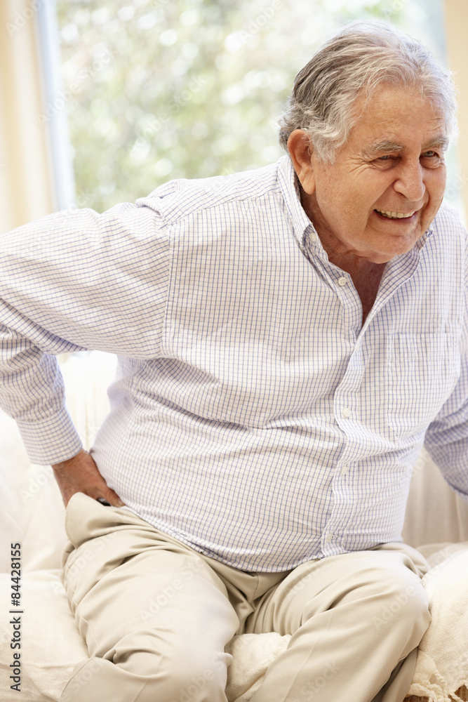Elderly Hispanic man with backache Elderly Hispanic man with backache