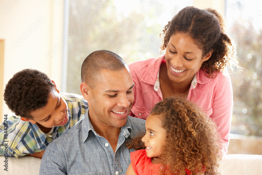 Mixed race family at home Mixed race family at home