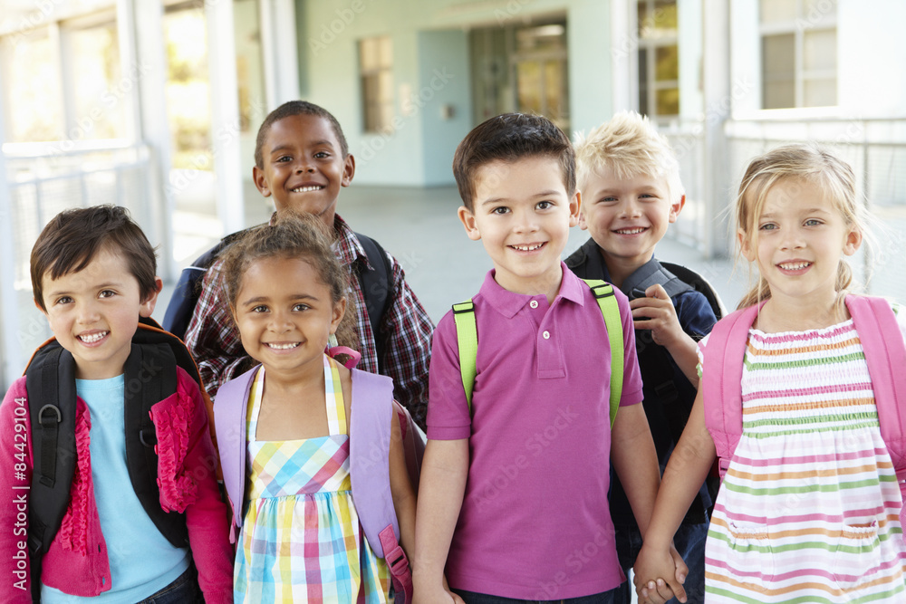 Group Of Elementary Age Schoolchildren Standing Outside Group Of Elementary Age Schoolchildren Standing Outside