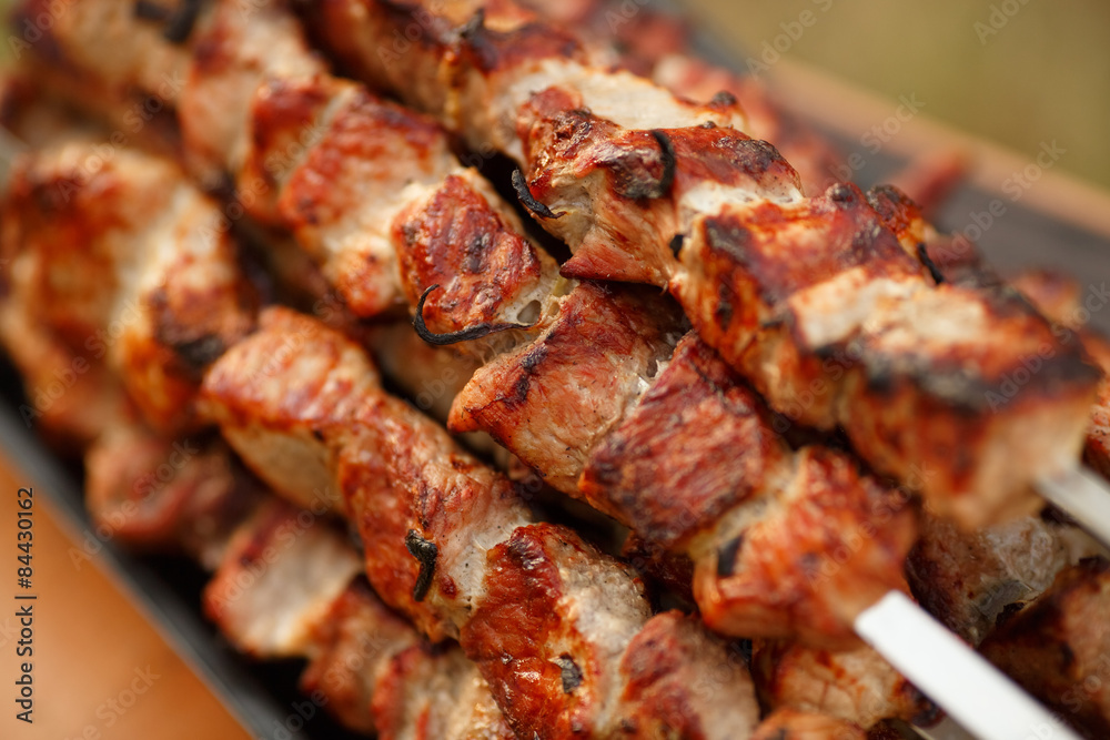 Grilled Barbecue maet pork grill ribs kebabs bbq beef