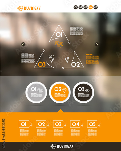 orange website template with three circles