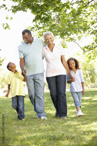 African American Grandparents With Grandchildren Walking In Park © Monkey Business