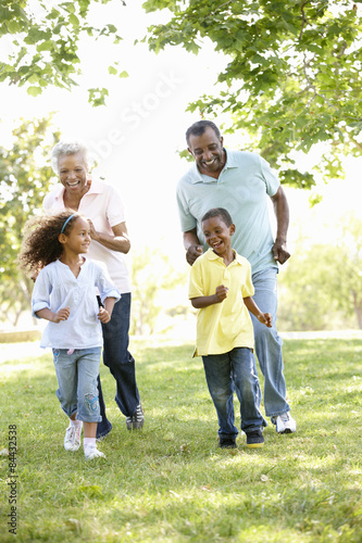 African American Grandparents With Grandchildren Walking In Park © Monkey Business