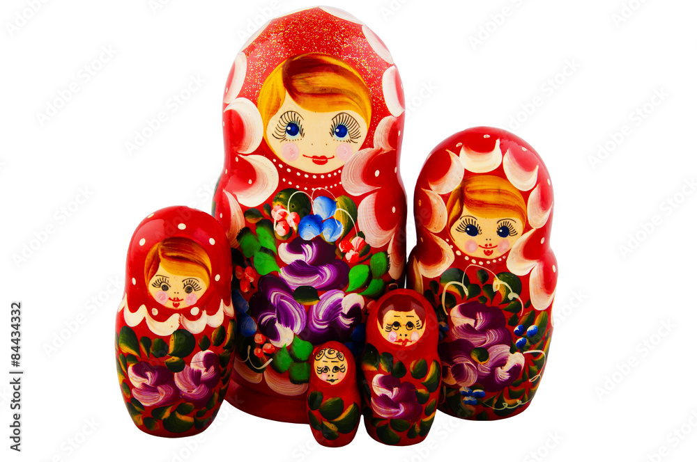 Russian Dolls. Isolated on a white background. Matryoshka
