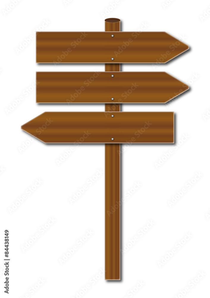 Holzwegweiser mit 3 Richtungszeigern Holzwegweiser mit 3 Richtungszeigern