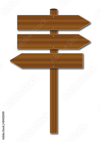 Holzwegweiser mit 3 Richtungszeigern