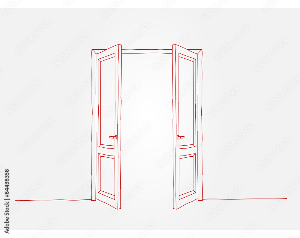 Obraz premium Red contour doors
