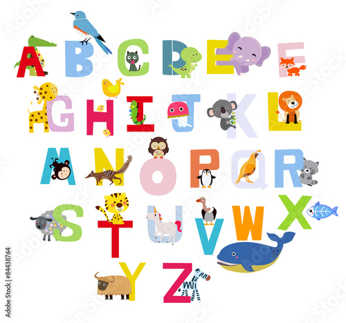 Cute alphabet with animals