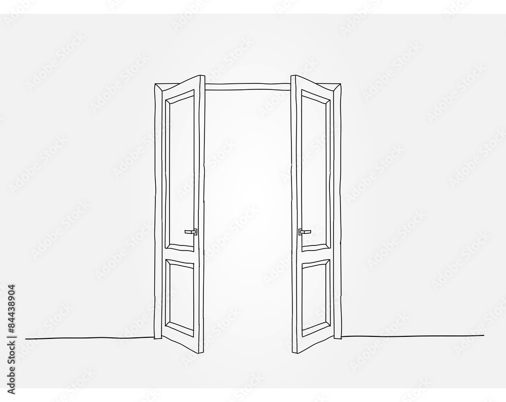 Naklejka premium Black contour doors