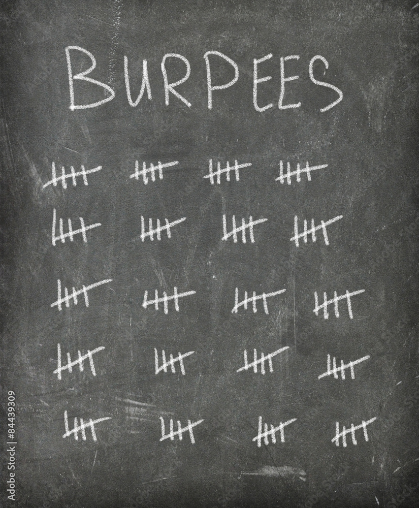 Chalkboard Burpees Workout (Hashmarks)