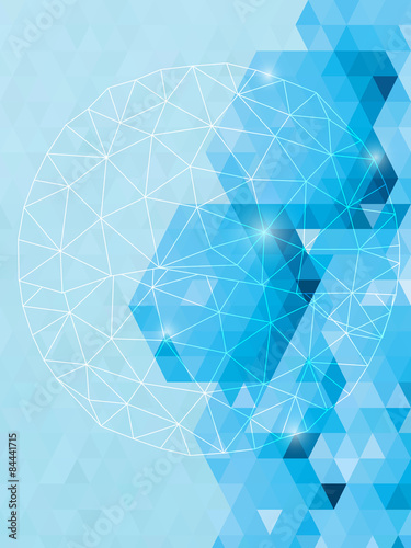 Abstract sparkle triangles background with circle network line a