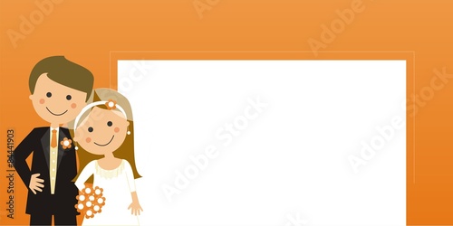 Orange couple wedding invitation