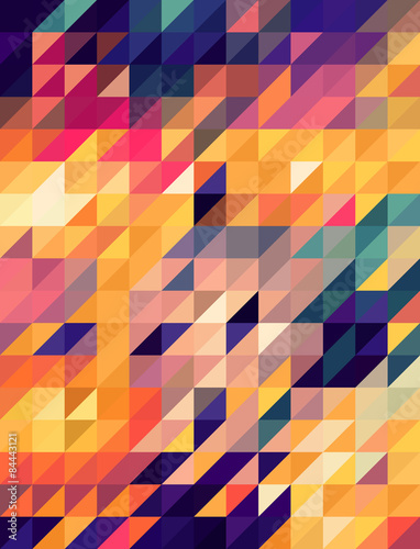 Abstract golden and blue triangles background