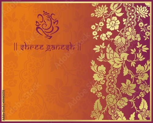Ganesha, Hindu wedding card, royal Rajasthan, India