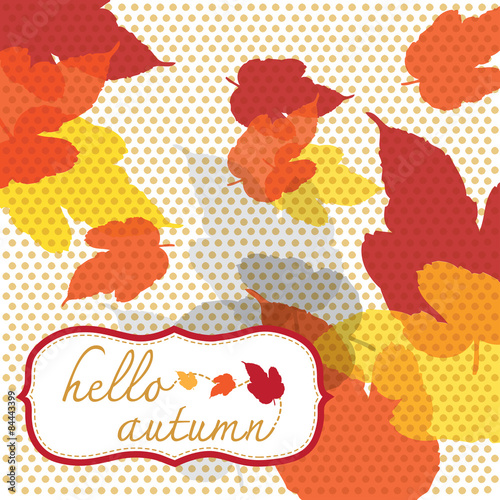 hello autumn square with dot pattern