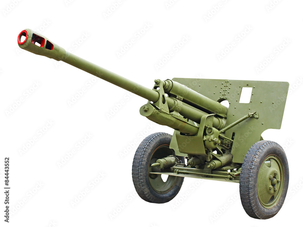 76-mm Russian division cannon gun from WWII.Isolated. 76-mm Russian division cannon gun from WWII.Isolated.