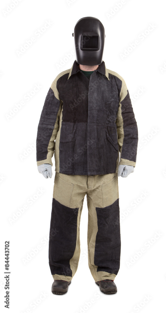 Man in uniform and face mask. 