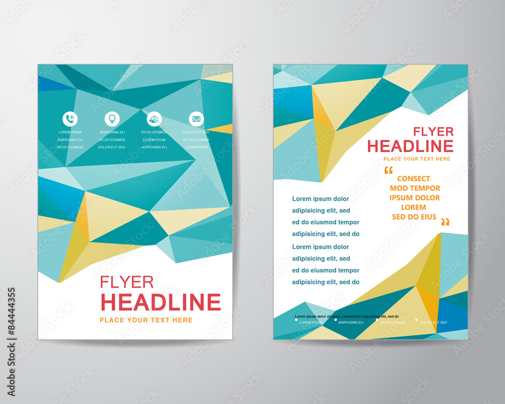 abstract polygon design template layout for brochure flyer in A4