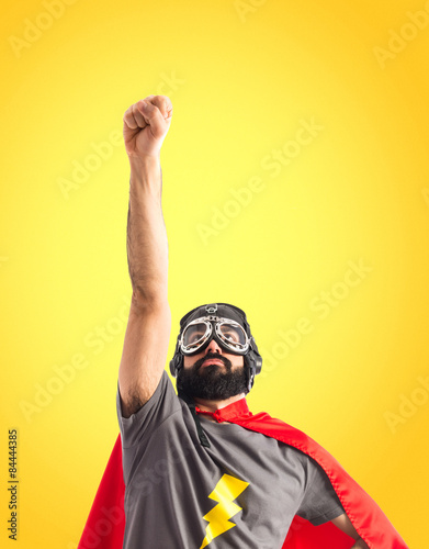 Superhero doing fly gesture