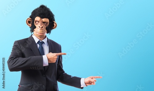 Photography Monkey man pointing to the lateral
