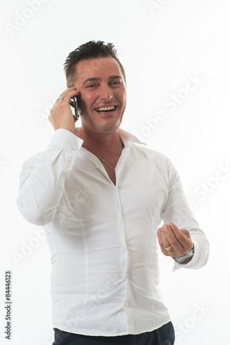 Fotografía Man simile at phone