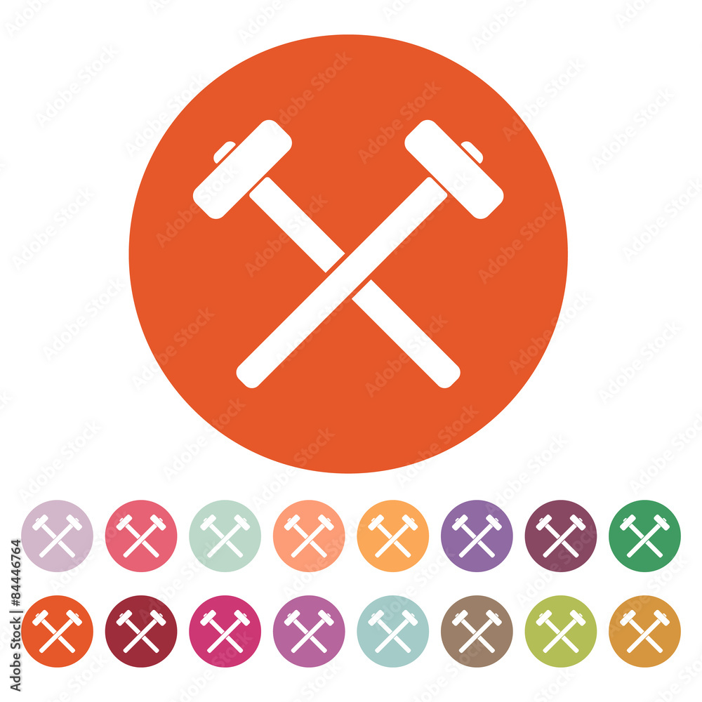 The hammer icon. Sledgehammer symbol. Flat