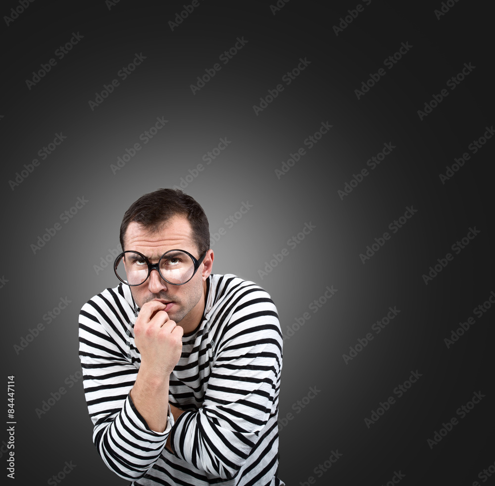 Thinking man, studio portrait Thinking man, studio portrait