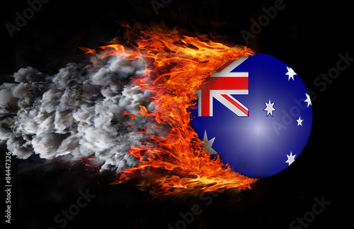 Flag with a trail of fire and smoke - Australia