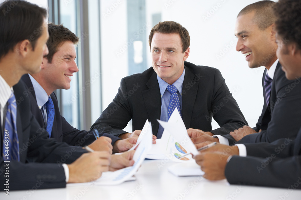Group Of Businessmen Having Meeting In Office Group Of Businessmen Having Meeting In Office