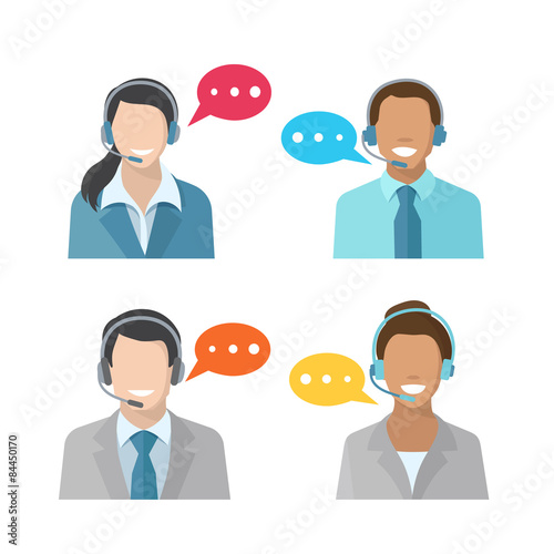 Male and female call center avatar icons