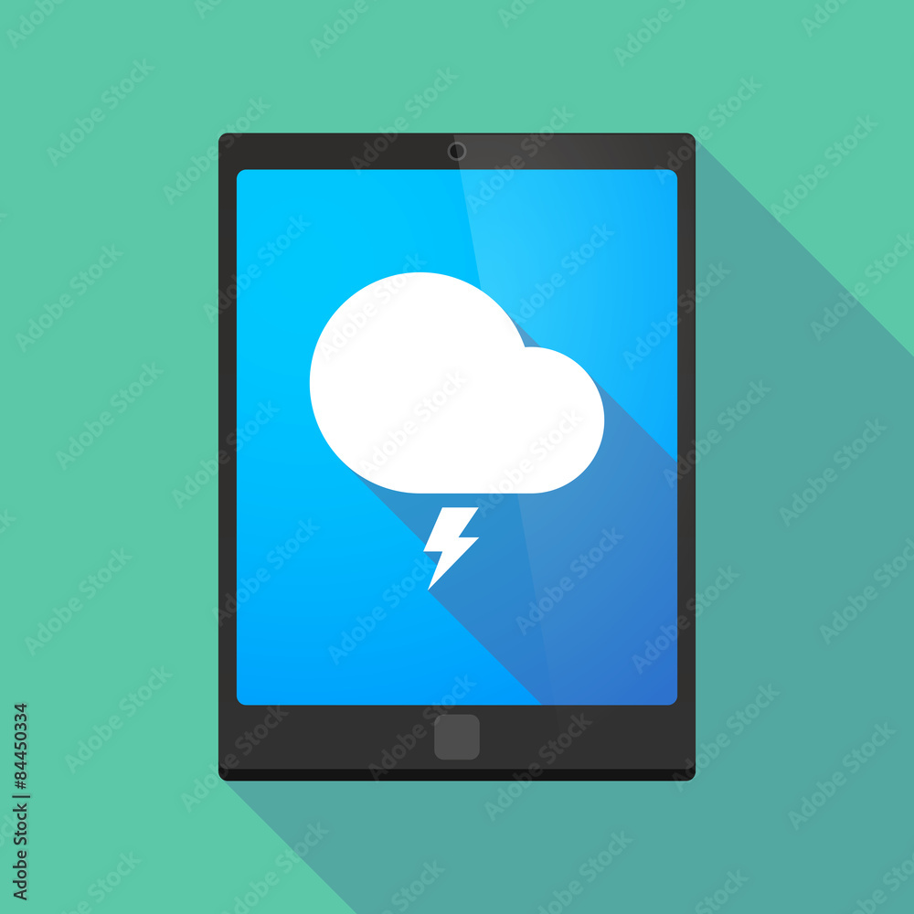 Tablet pc icon with a stormy cloud Tablet pc icon with a stormy cloud