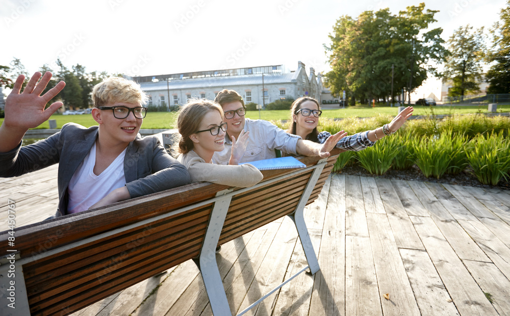 group of students or teenagers hanging out