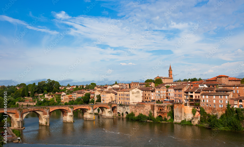 View of the August bridge in Albi, France