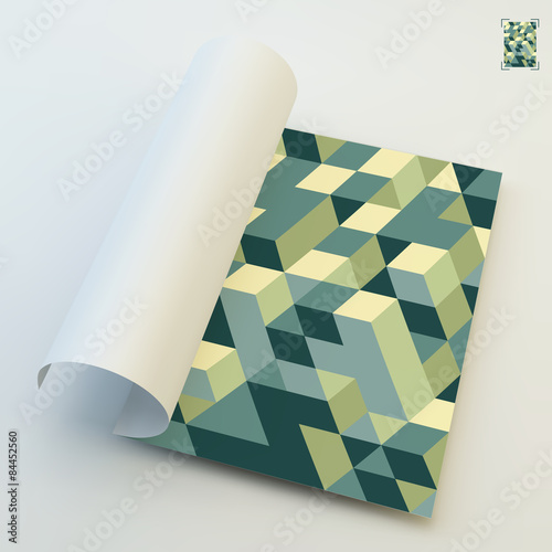 A4 business blank. 3d blocks structure background.